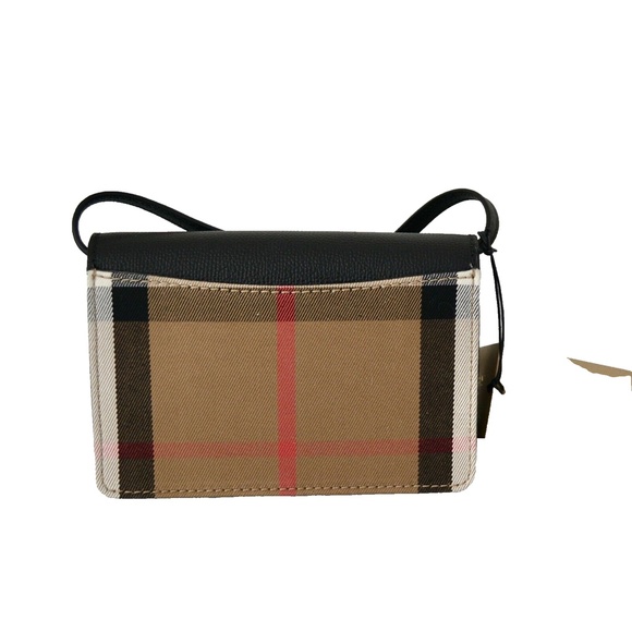 NWT BURBERRY HOUSE CHECK DERBY LEATHER HAMPSHIRE CROSSBODY BAG CLUTCH - Picture 5 of 10